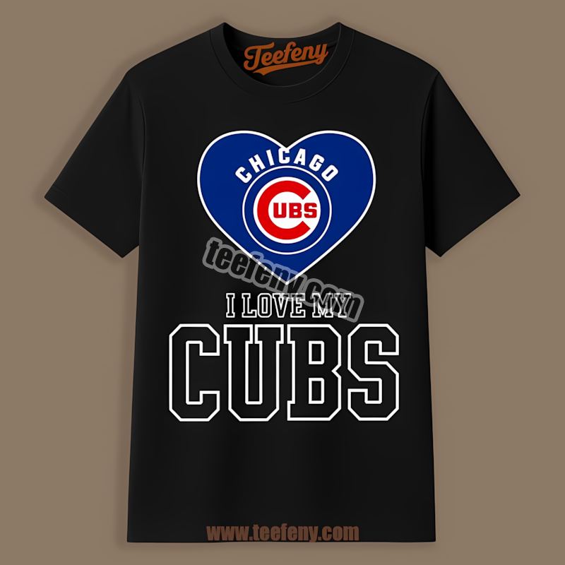 I Love My Braves Heart Chicago Cubs Adults Shirt