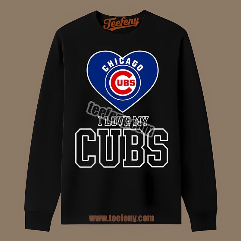 I Love My Braves Heart Chicago Cubs Adults Long Sleeve I Love My Braves Heart Chicago Cubs Adults Long Sleeve