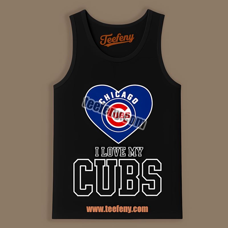 I Love My Braves Heart Chicago Cubs Adults Tanktop I Love My Braves Heart Chicago Cubs Adults Tanktop