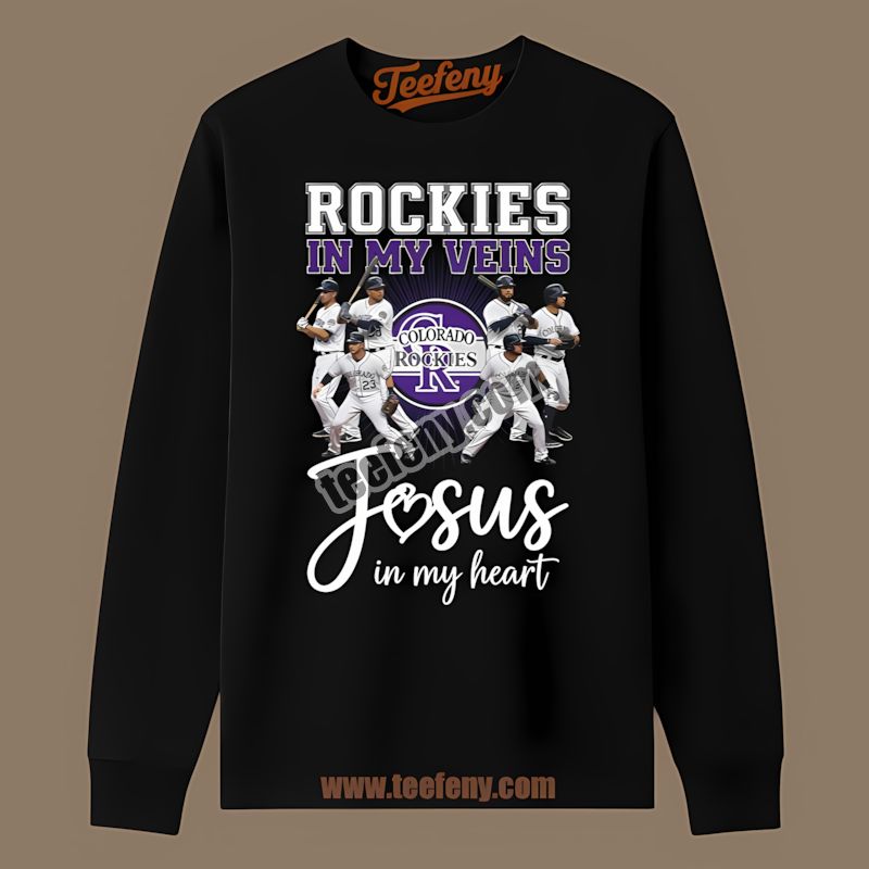 In My Veins Colorado Rockies In My Heart Statement Long Sleeve In My Veins Colorado Rockies In My Heart Statement Long Sleeve