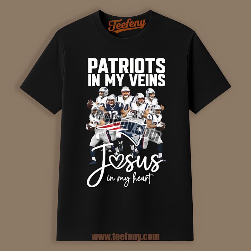 In My Veins Jesus Heart New England Patriots Adults Shirt