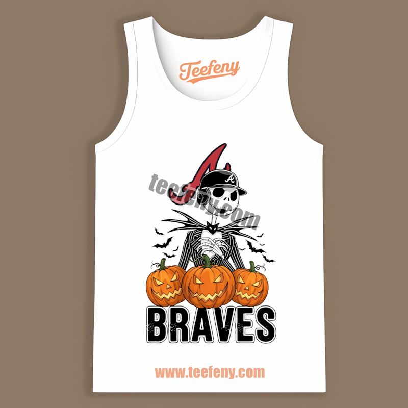 Jack Skellington Atlanta Braves Halloween Pumpkin Slim Fit Tanktop Jack Skellington Atlanta Braves Halloween Pumpkin Slim Fit Tanktop