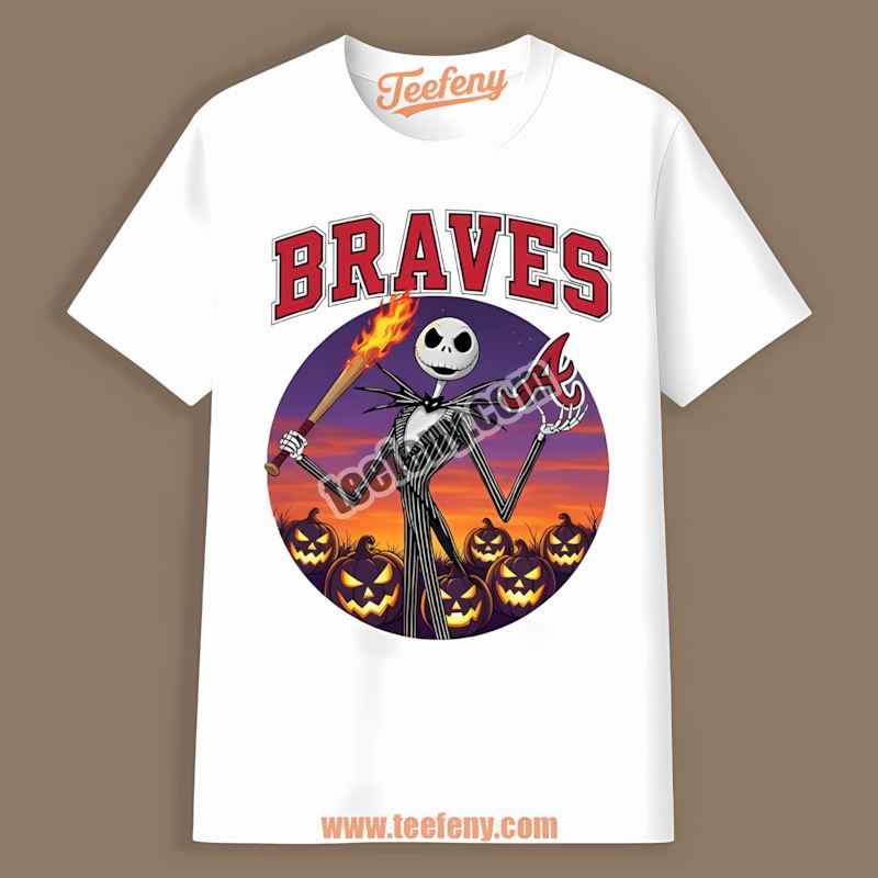 Jack Skellington Atlanta Braves Halloween Retro Shirt