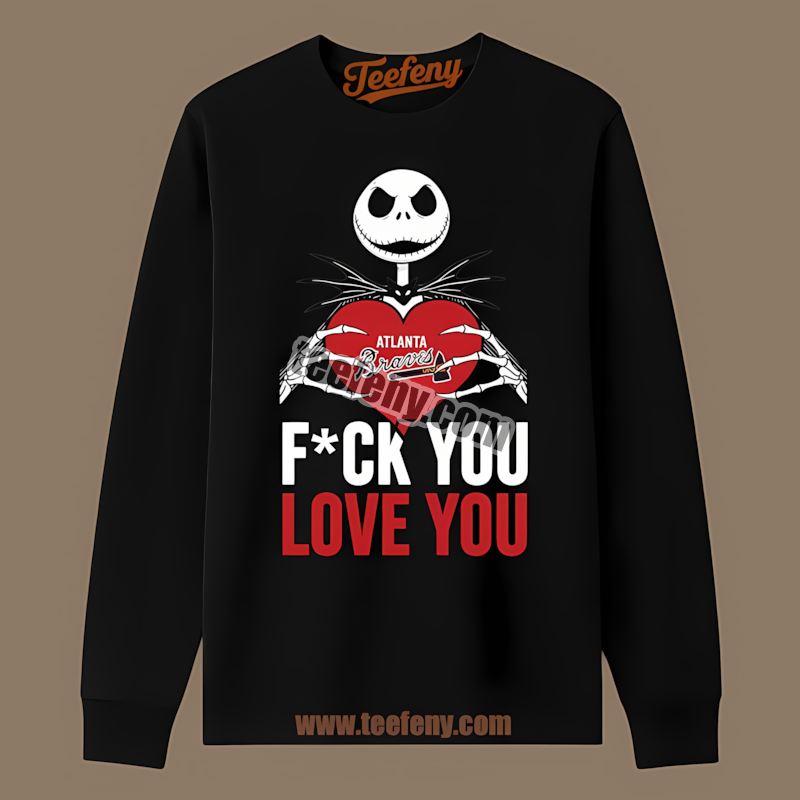 Jack Skellington Atlanta Braves Heart Party Long Sleeve Jack Skellington Atlanta Braves Heart Party Long Sleeve