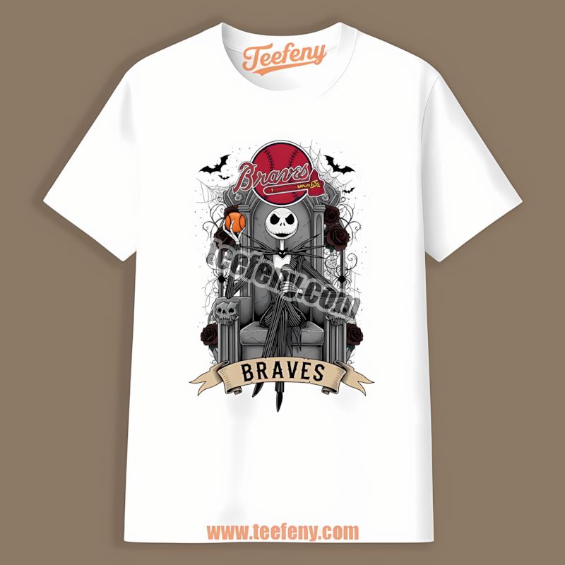 Jack Skellington Atlanta Braves Throne Slim Fit Shirt