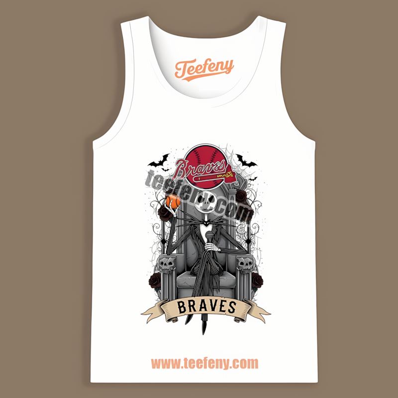 Jack Skellington Atlanta Braves Throne Slim Fit Tanktop Jack Skellington Atlanta Braves Throne Slim Fit Tanktop