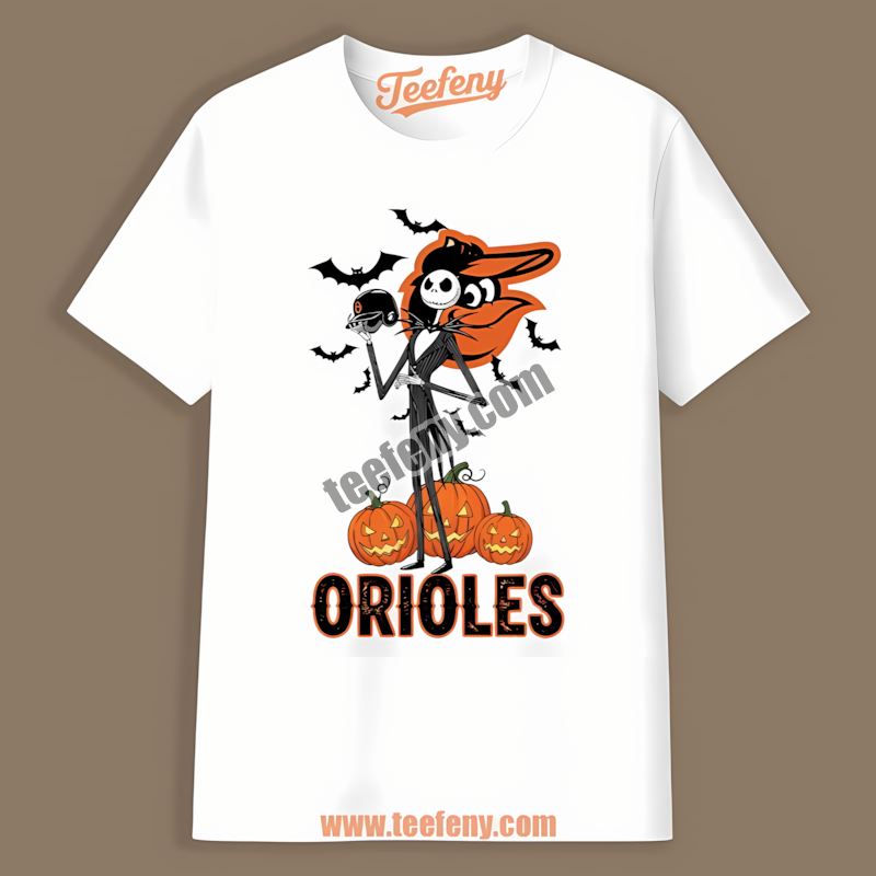 Jack Skellington Baltimore Orioles Halloween Pumpkin Tailgate Shirt