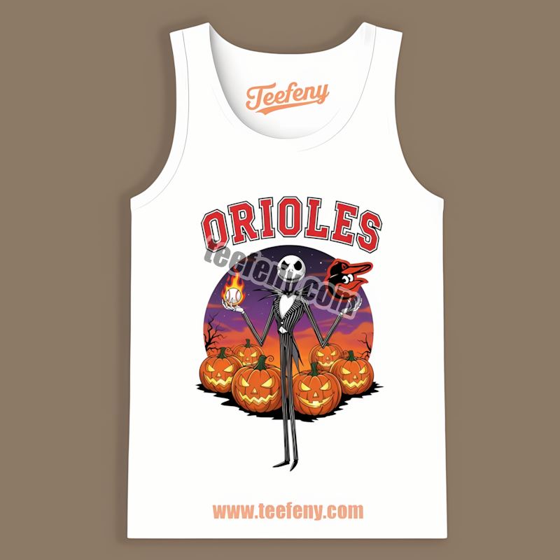 Jack Skellington Baltimore Orioles Halloween Short Sleeve Tanktop Jack Skellington Baltimore Orioles Halloween Short Sleeve Tanktop