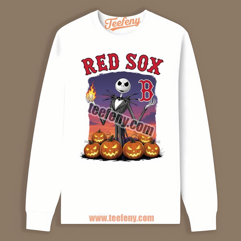 Jack Skellington Boston Red Sox Halloween Bleacher Long Sleeve Jack Skellington Boston Red Sox Halloween Bleacher Long Sleeve