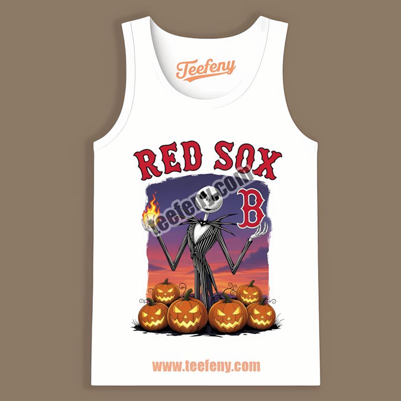 Jack Skellington Boston Red Sox Halloween Bleacher Tanktop Jack Skellington Boston Red Sox Halloween Bleacher Tanktop