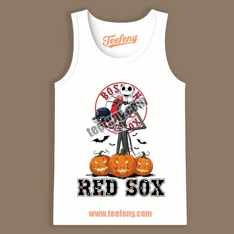 Jack Skellington Boston Red Sox Halloween Pumpkin Statement Tanktop Jack Skellington Boston Red Sox Halloween Pumpkin Statement Tanktop
