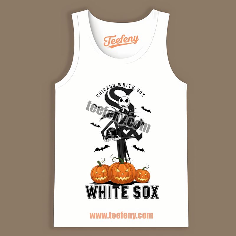 Jack Skellington Chicago White Sox Halloween Pumpkin TTanktop For Women Jack Skellington Chicago White Sox Halloween Pumpkin TTanktop For Women