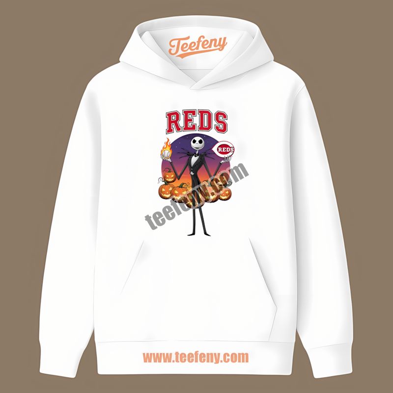 Jack Skellington Cincinnati Reds Halloween Crewneck Hoodie Jack Skellington Cincinnati Reds Halloween Crewneck Hoodie