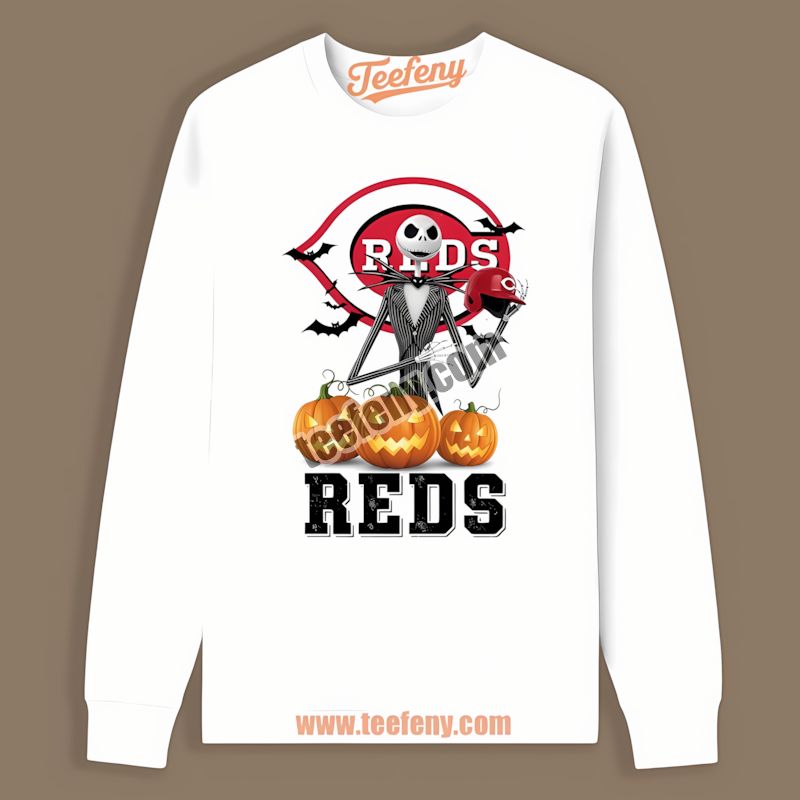 Jack Skellington Cincinnati Reds Halloween Pumpkin Unisex Long Sleeve Jack Skellington Cincinnati Reds Halloween Pumpkin Unisex Long Sleeve