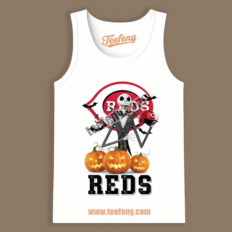 Jack Skellington Cincinnati Reds Halloween Pumpkin Unisex Tanktop Jack Skellington Cincinnati Reds Halloween Pumpkin Unisex Tanktop