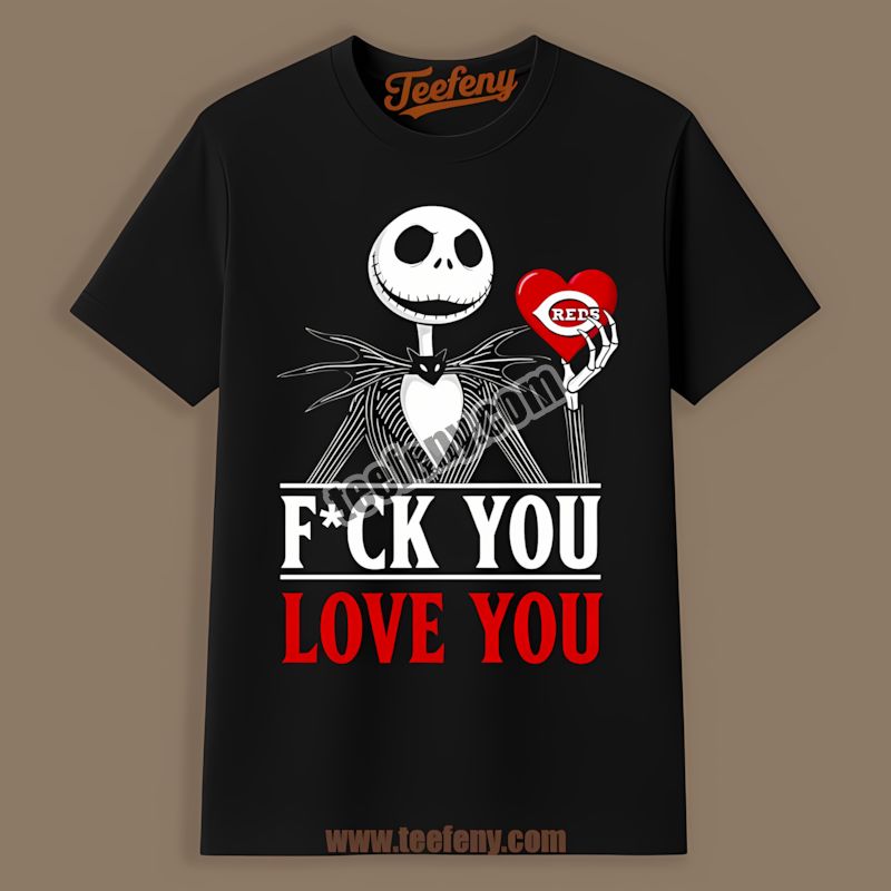 Jack Skellington Cincinnati Reds Heart Color Shirt