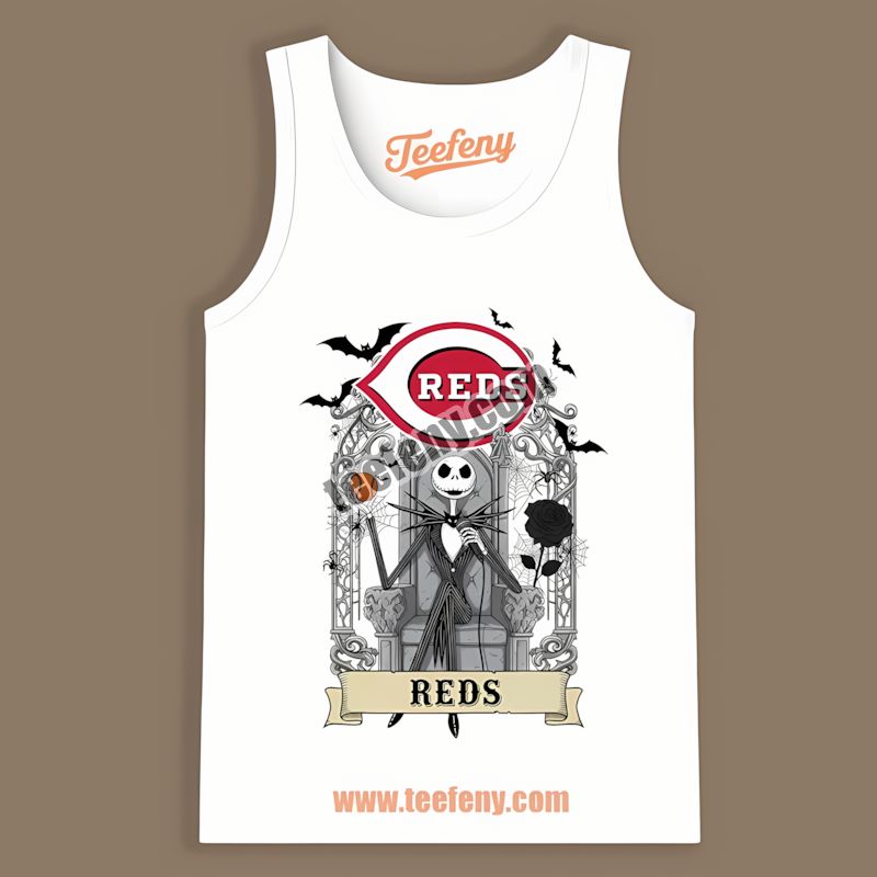 Jack Skellington Cincinnati Reds Throne Adults Tanktop Jack Skellington Cincinnati Reds Throne Adults Tanktop