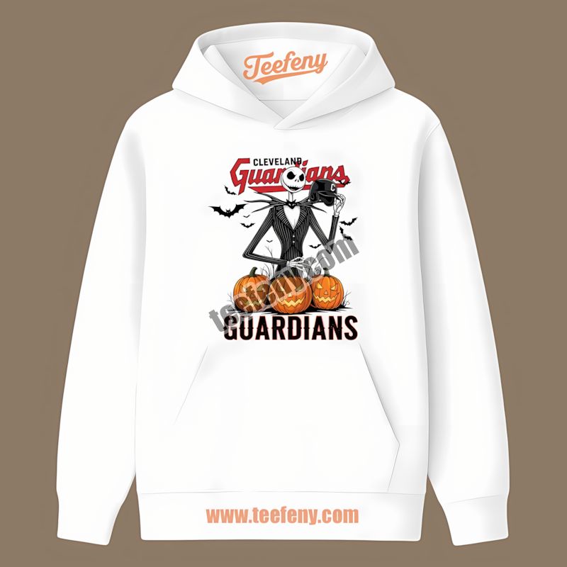 Jack Skellington Cleveland Guardians Halloween Pumpkin Printed Hoodie Jack Skellington Cleveland Guardians Halloween Pumpkin Printed Hoodie
