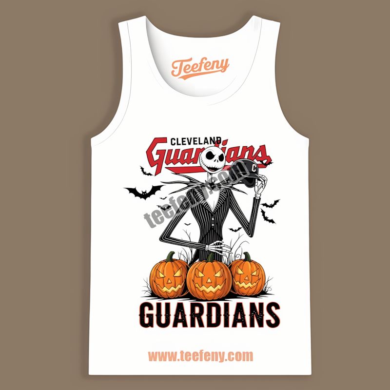 Jack Skellington Cleveland Guardians Halloween Pumpkin Printed Tanktop Jack Skellington Cleveland Guardians Halloween Pumpkin Printed Tanktop