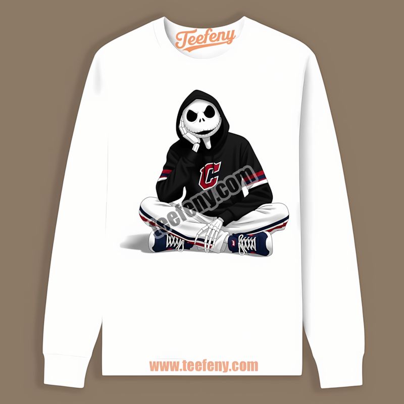 Jack Skellington Cleveland Guardians Hoodie Long Sleeve Printing Jack Skellington Cleveland Guardians Hoodie Long Sleeve Printing