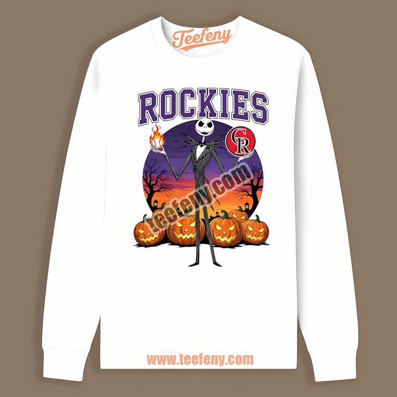 Jack Skellington Colorado Rockies Halloween Color Long Sleeve Jack Skellington Colorado Rockies Halloween Color Long Sleeve