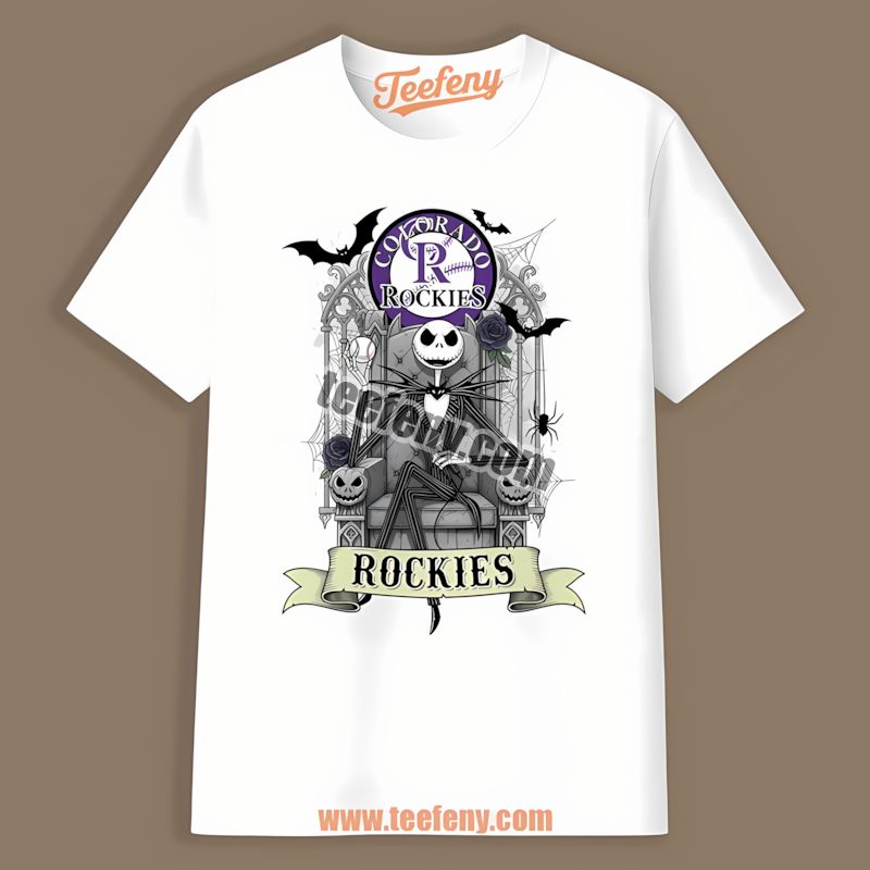 Jack Skellington Colorado Rockies Throne Mens Tshirt
