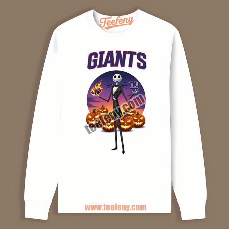 Jack Skellington New York Giants Halloween Adults Long Sleeve Jack Skellington New York Giants Halloween Adults Long Sleeve