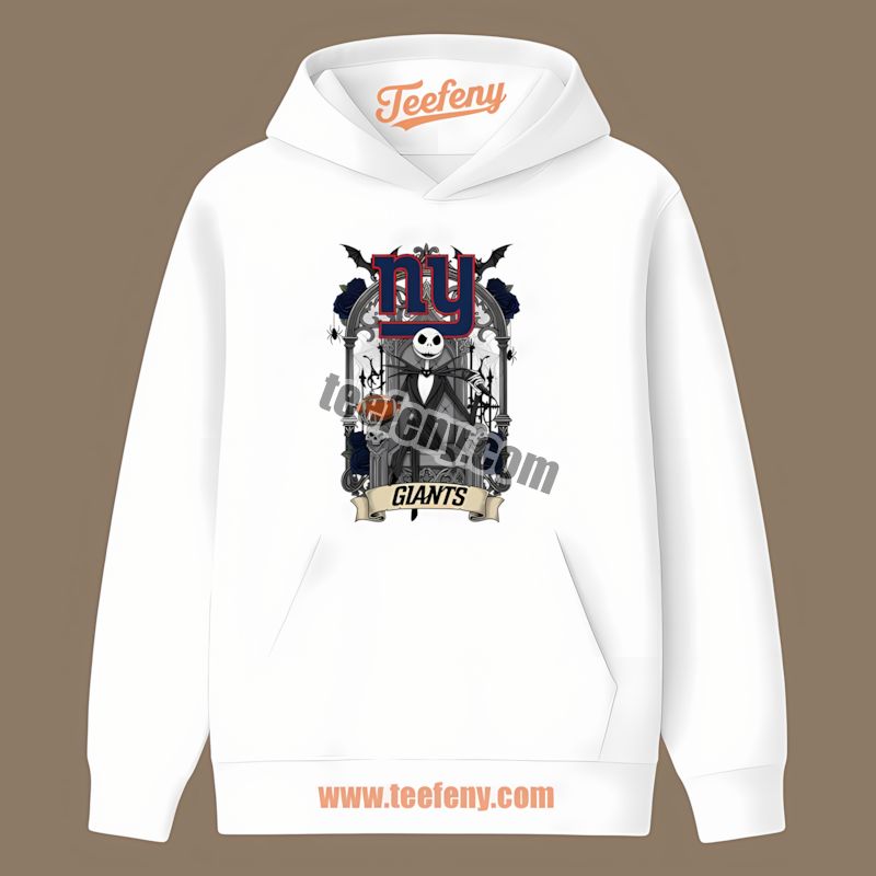 Jack Skellington New York Giants Throne Cotton Hoodie Jack Skellington New York Giants Throne Cotton Hoodie