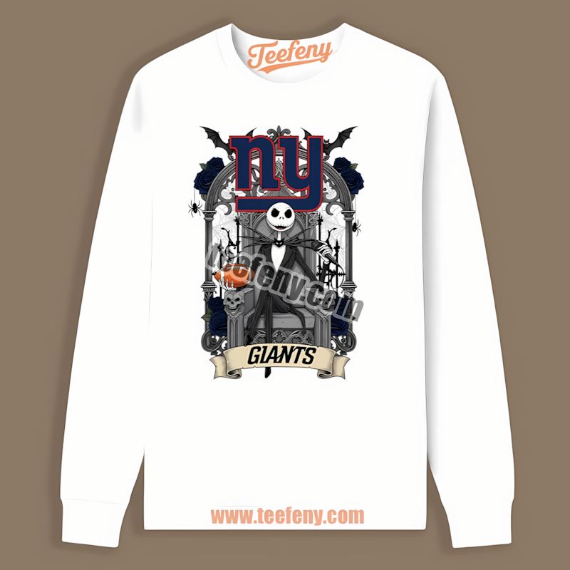 Jack Skellington New York Giants Throne Cotton Long Sleeve Jack Skellington New York Giants Throne Cotton Long Sleeve