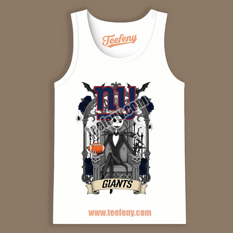 Jack Skellington New York Giants Throne Cotton Tanktop Jack Skellington New York Giants Throne Cotton Tanktop