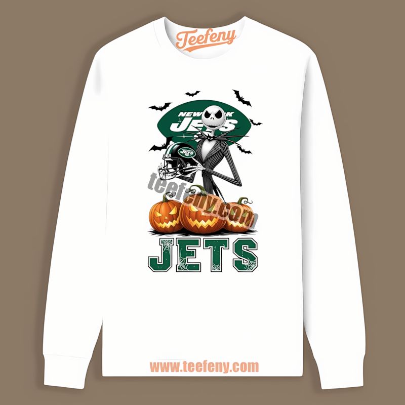 Jack Skellington New York Jets Halloween Pumpkin Trendy Long Sleeve Jack Skellington New York Jets Halloween Pumpkin Trendy Long Sleeve