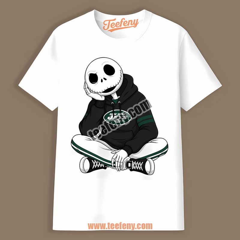 Jack Skellington Relaxed In New York Jets Hoodie Regular Shirt