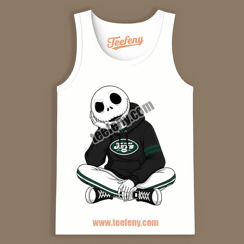 Jack Skellington Relaxed In New York Jets Hoodie Regular Tanktop Jack Skellington Relaxed In New York Jets Hoodie Regular Tanktop