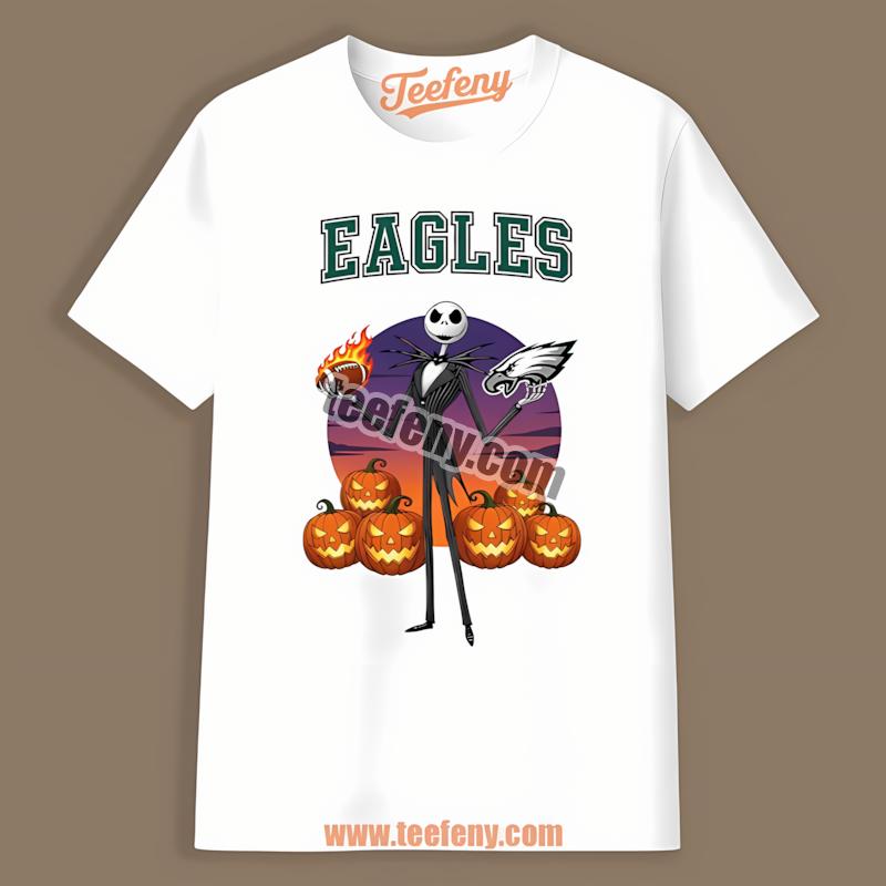 Jack Skellington With Eagles Halloween Cotton Shirt