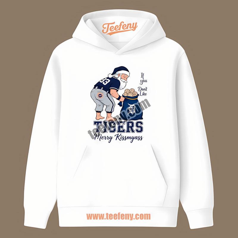 Merry Kissmyass Santa Detroit Tigers Funny Retro Hoodie Merry Kissmyass Santa Detroit Tigers Funny Retro Hoodie