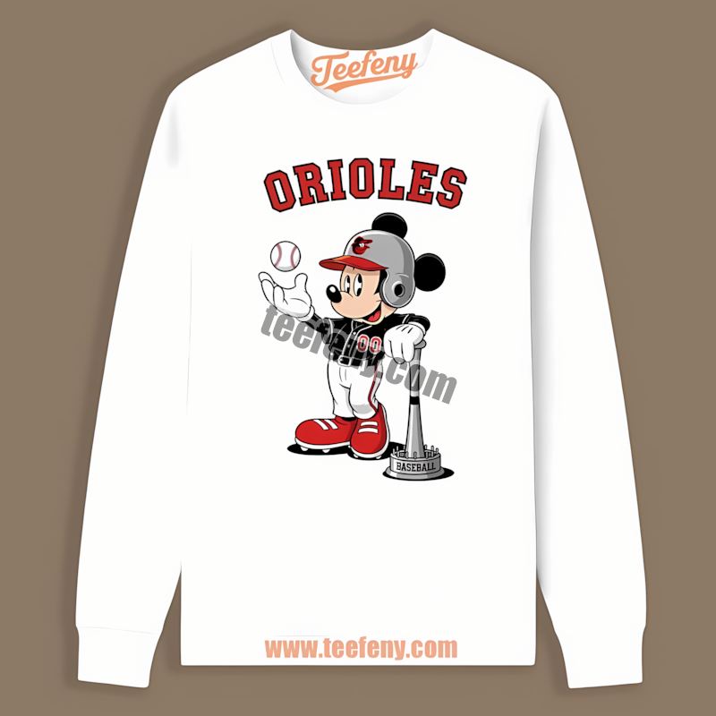 Mickey Baseball Bat Cartoon Baltimore Orioles Limited Edition Long Sleeve Mickey Baseball Bat Cartoon Baltimore Orioles Limited Edition Long Sleeve