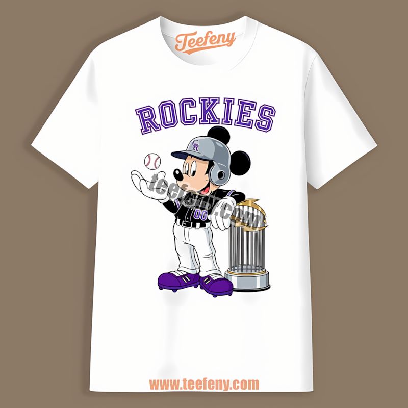 Mickey Baseball Bat Cartoon Wearing Colorado Rockies Shirt