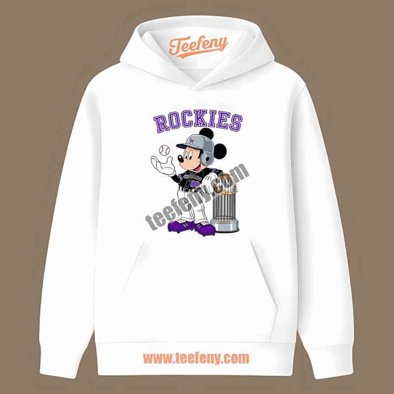 Mickey Baseball Bat Cartoon Wearing Colorado Rockies Hoodie Mickey Baseball Bat Cartoon Wearing Colorado Rockies Hoodie