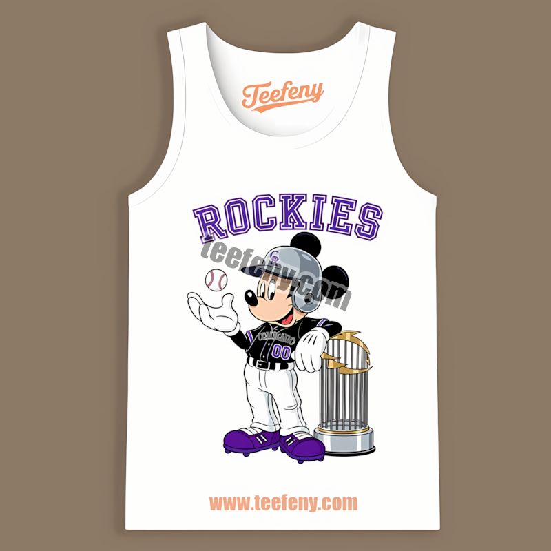 Mickey Baseball Bat Cartoon Wearing Colorado Rockies Tanktop Mickey Baseball Bat Cartoon Wearing Colorado Rockies Tanktop