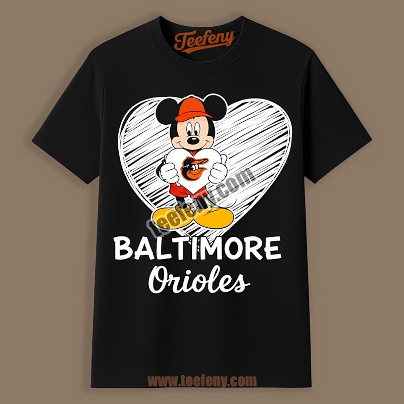 Mickey Heart Baltimore Orioles Tailgate Shirt
