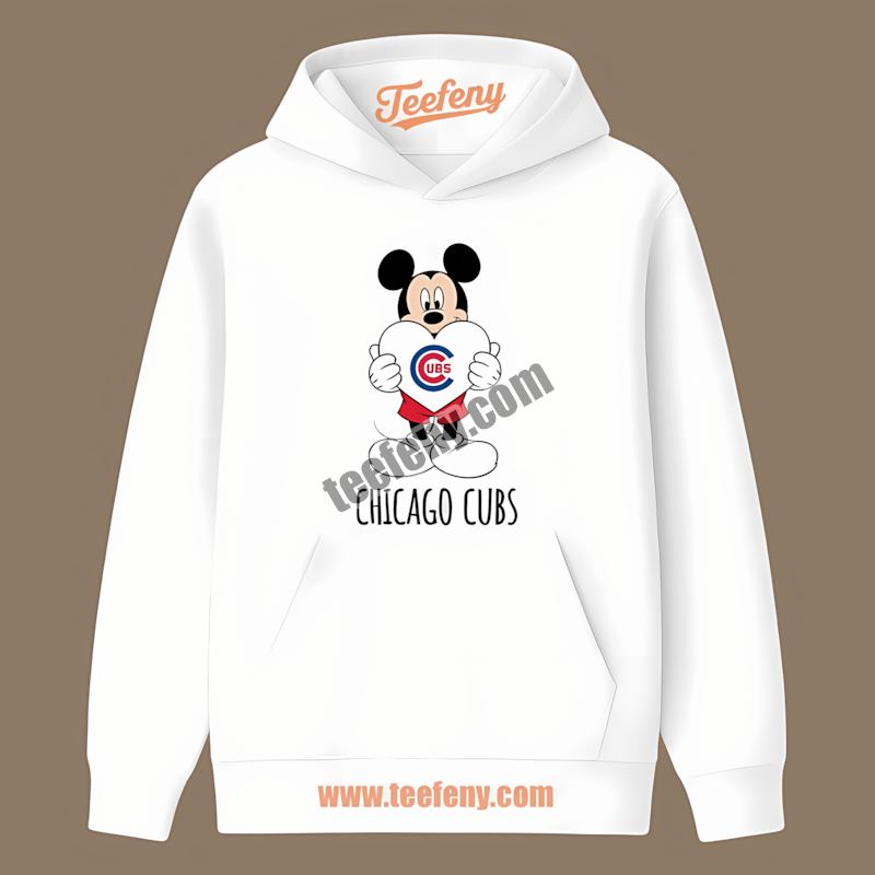Mickey Heart Chicago Cubs Unisex Hoodie Mickey Heart Chicago Cubs Unisex Hoodie