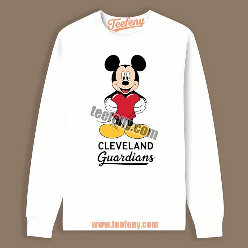 Mickey Heart Full Of Cleveland Guardians Spirit Long Sleeve Mickey Heart Full Of Cleveland Guardians Spirit Long Sleeve
