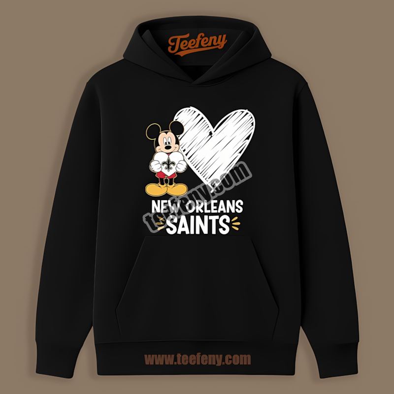 Mickey Heart Graphic New Orleans Saints Hoodie Mickey Heart Graphic New Orleans Saints Hoodie