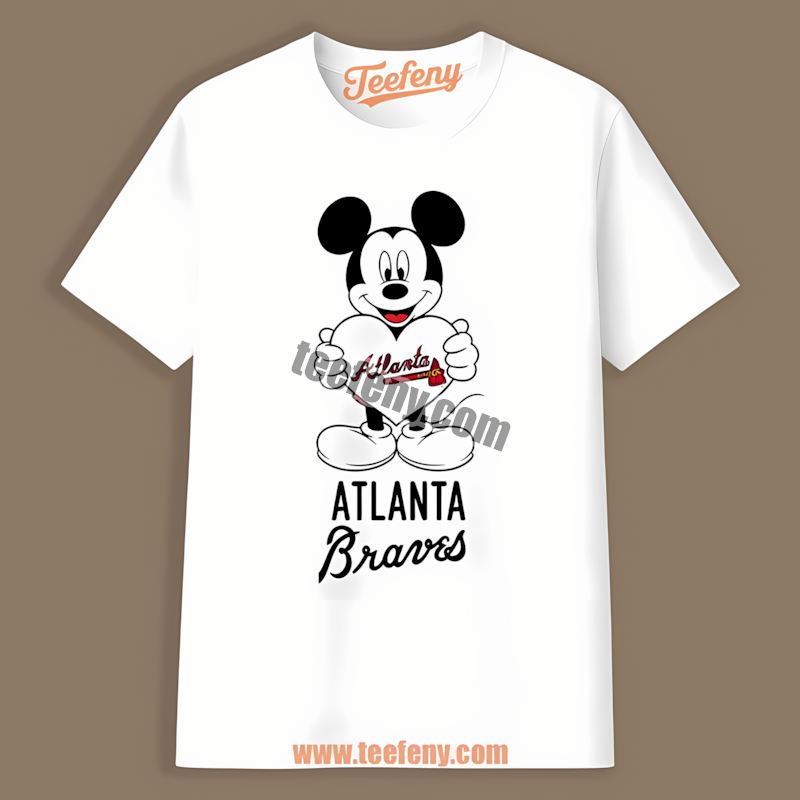 Mickey Heart Logo Atlanta Braves Baseball Shirt