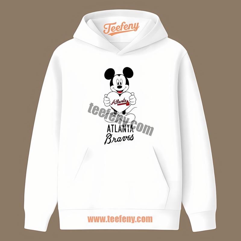 Mickey Heart Logo Atlanta Braves Baseball Hoodie Mickey Heart Logo Atlanta Braves Baseball Hoodie