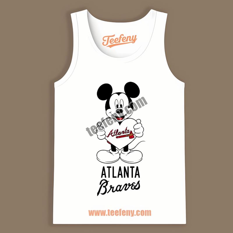 Mickey Heart Logo Atlanta Braves Baseball Tanktop Mickey Heart Logo Atlanta Braves Baseball Tanktop