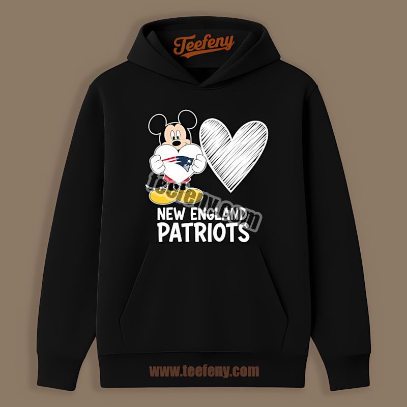 Mickey Heart New England Patriots Cotton Hoodie Mickey Heart New England Patriots Cotton Hoodie