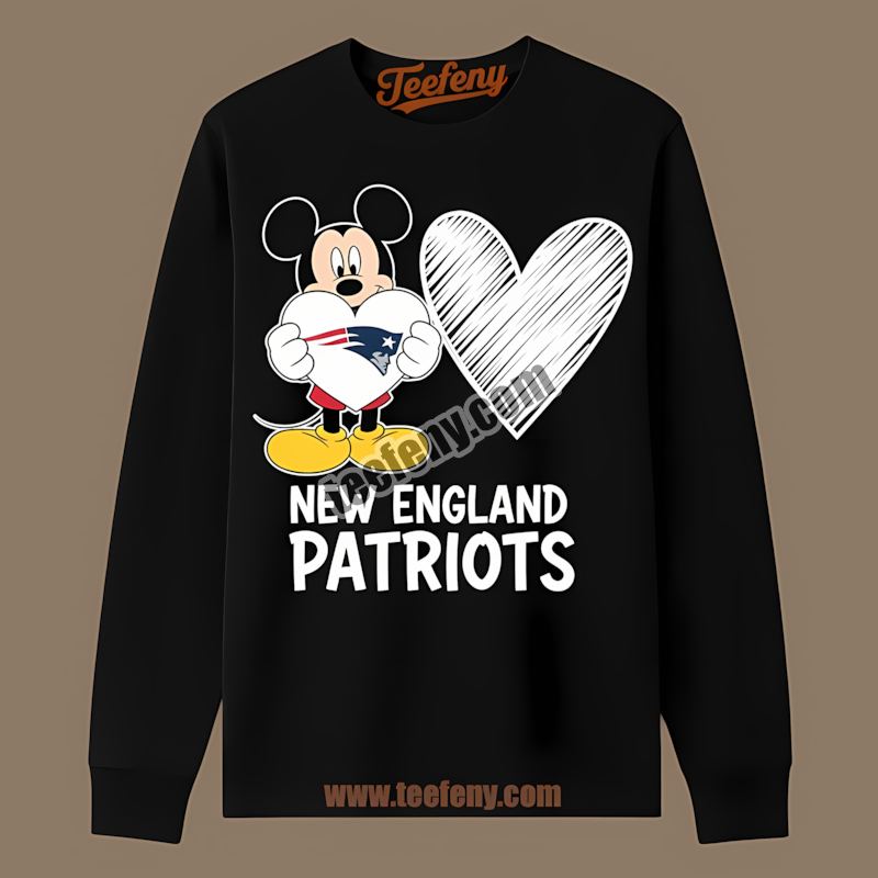 Mickey Heart New England Patriots Cotton Long Sleeve Mickey Heart New England Patriots Cotton Long Sleeve
