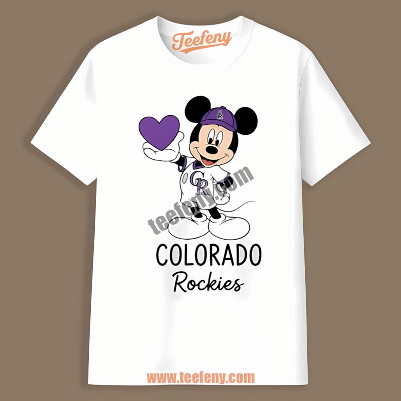 Mickey Heart Shaped Colorado Rockies Logo Cool Shirt