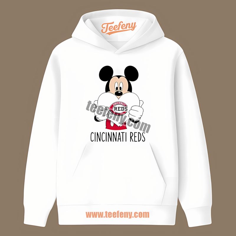 Mickey Heart Wears Cincinnati Reds Spirit Fashion Hoodie Mickey Heart Wears Cincinnati Reds Spirit Fashion Hoodie